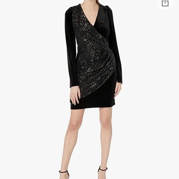 Bailey 44 black velvet sequin dress SZ Small